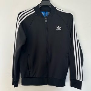 ADIDAS men track black jacket zipper in front size M
